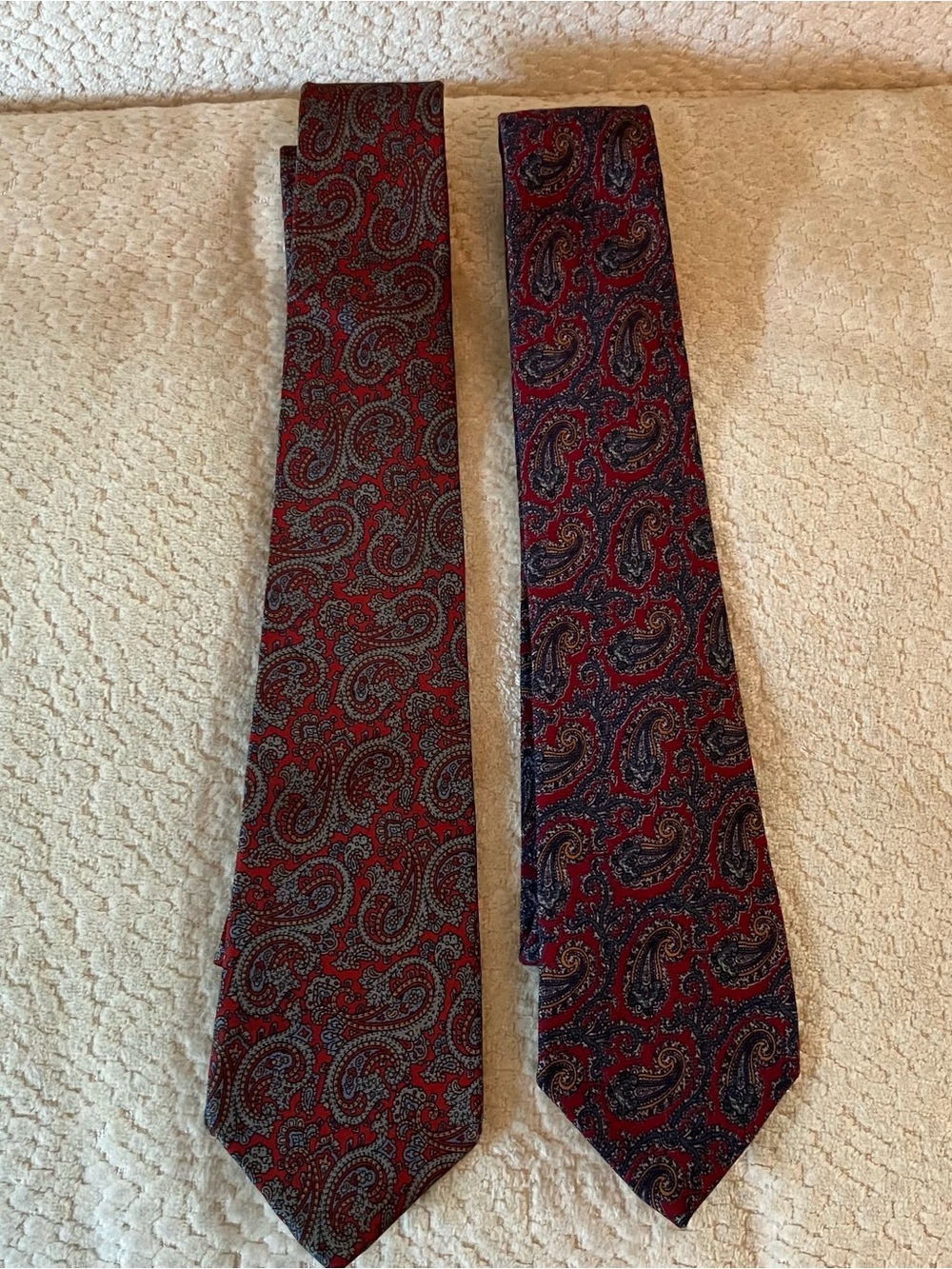 VTG Liberty Of London Paisley Ties Lot (2) Silk Wool Red Blue 3in Preppy Classic